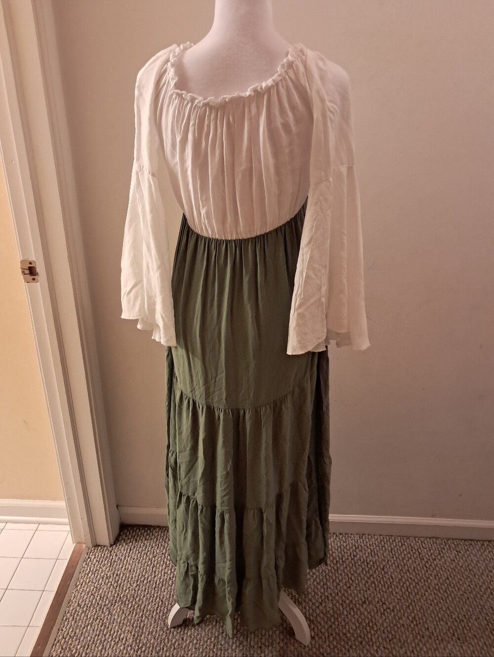 Vtg Y2k Inspired Dress Women's Medium Green White Medieval Ren Faire Costume - Picture 5 of 8